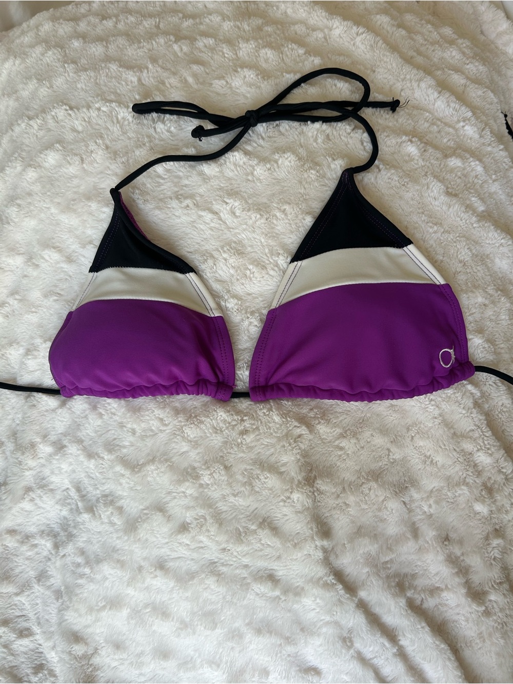 OP Colorblock Triangle Bikini Top in Purple, Black & White
